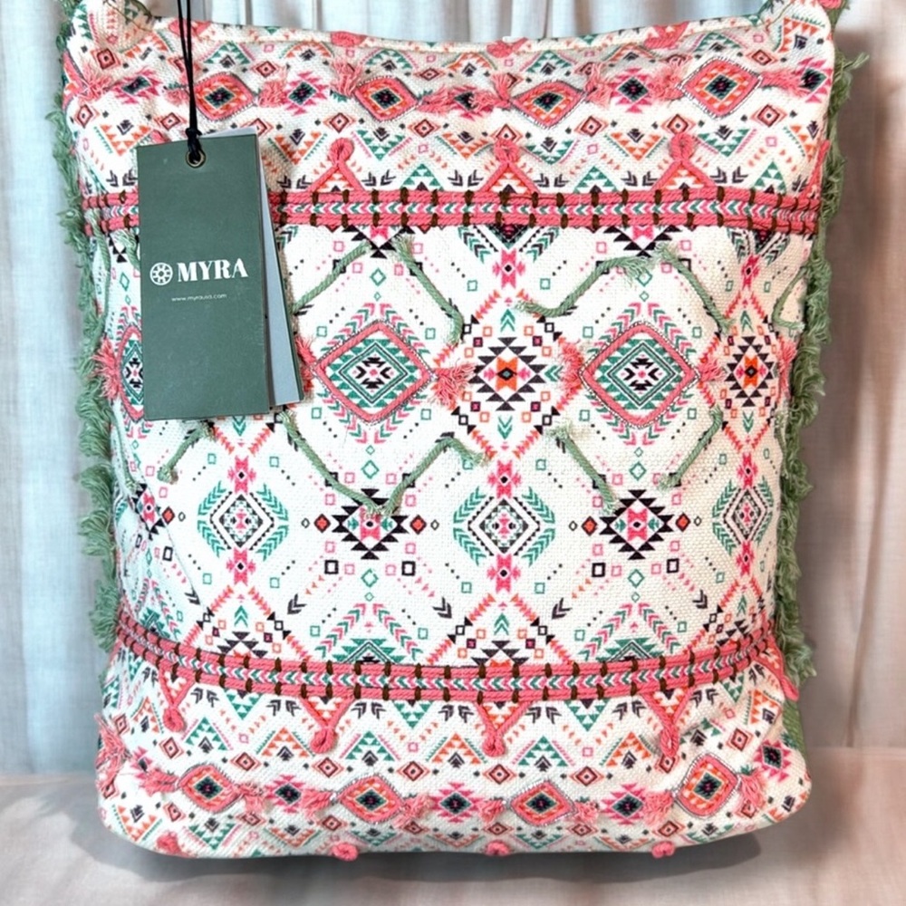 Myra Bag Tres de Quatro Cotton, Canvas and Leather Messenger Bag New